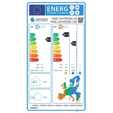 Sendo Hermes Gold SND-24HRSB2-ID / SND-24HRSB2-OD Κλιματιστικό Inverter 24000 BTU A++/A+ με WiFi